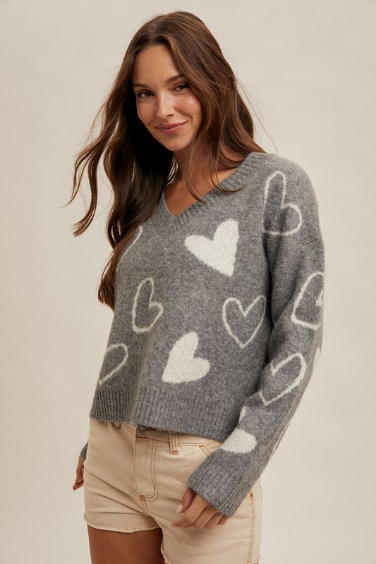 Grey Heart Sweater