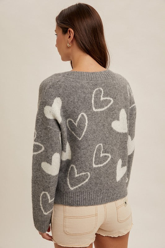 Grey Heart Sweater