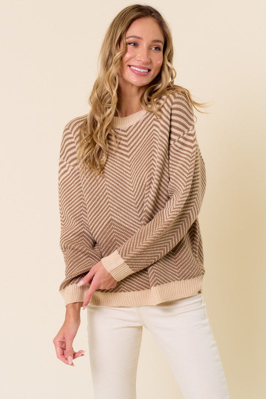 Mocha / Taupe Two Tone Sweater