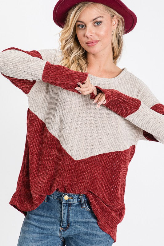 Burgundy Chunky Knit Sweater