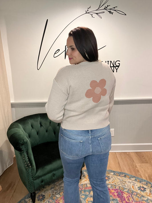 Taupe Daisy Button Cardigan