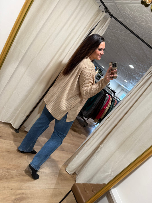 Sand Waffle Knit Long Sleeve