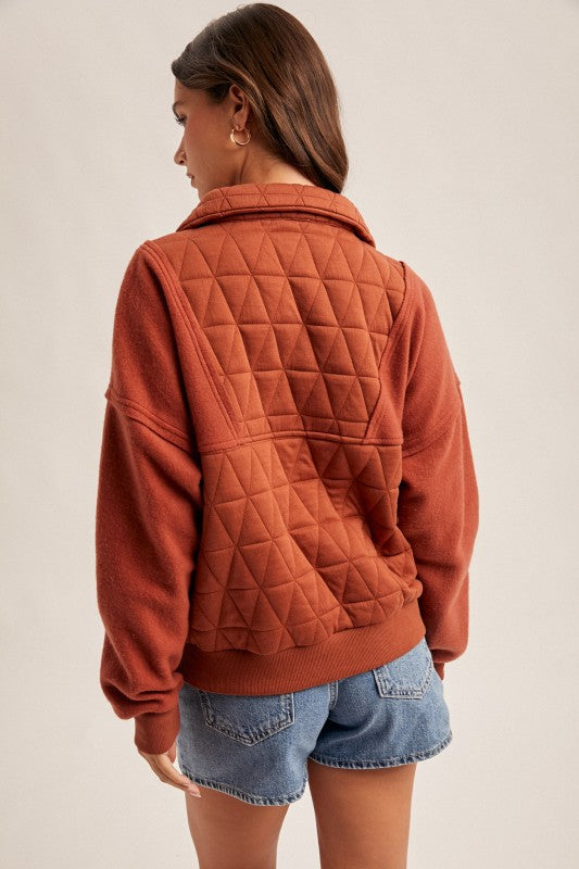 Rust Quilted Quarter Zip
