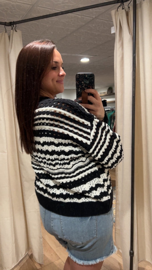 Black / White Knit Cardigan