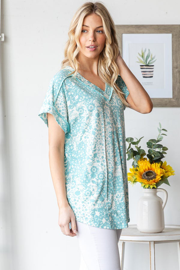 Mint Floral Short Sleeve