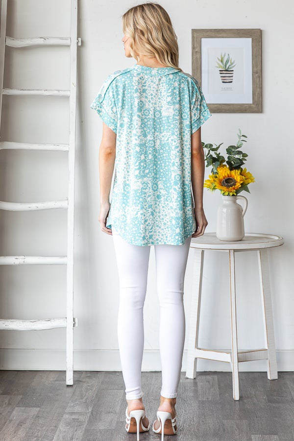 Mint Floral Short Sleeve