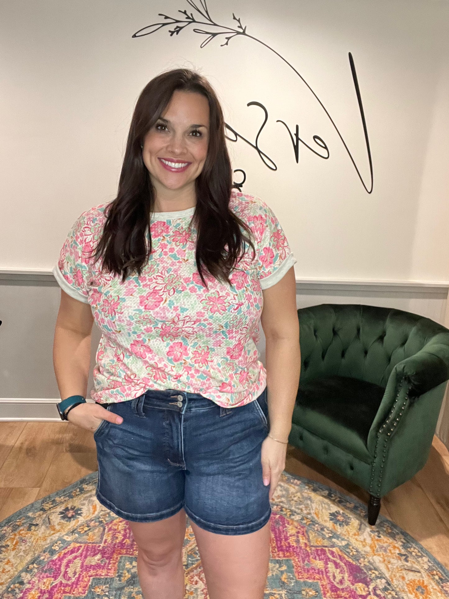 Pink Floral Short Sleeve