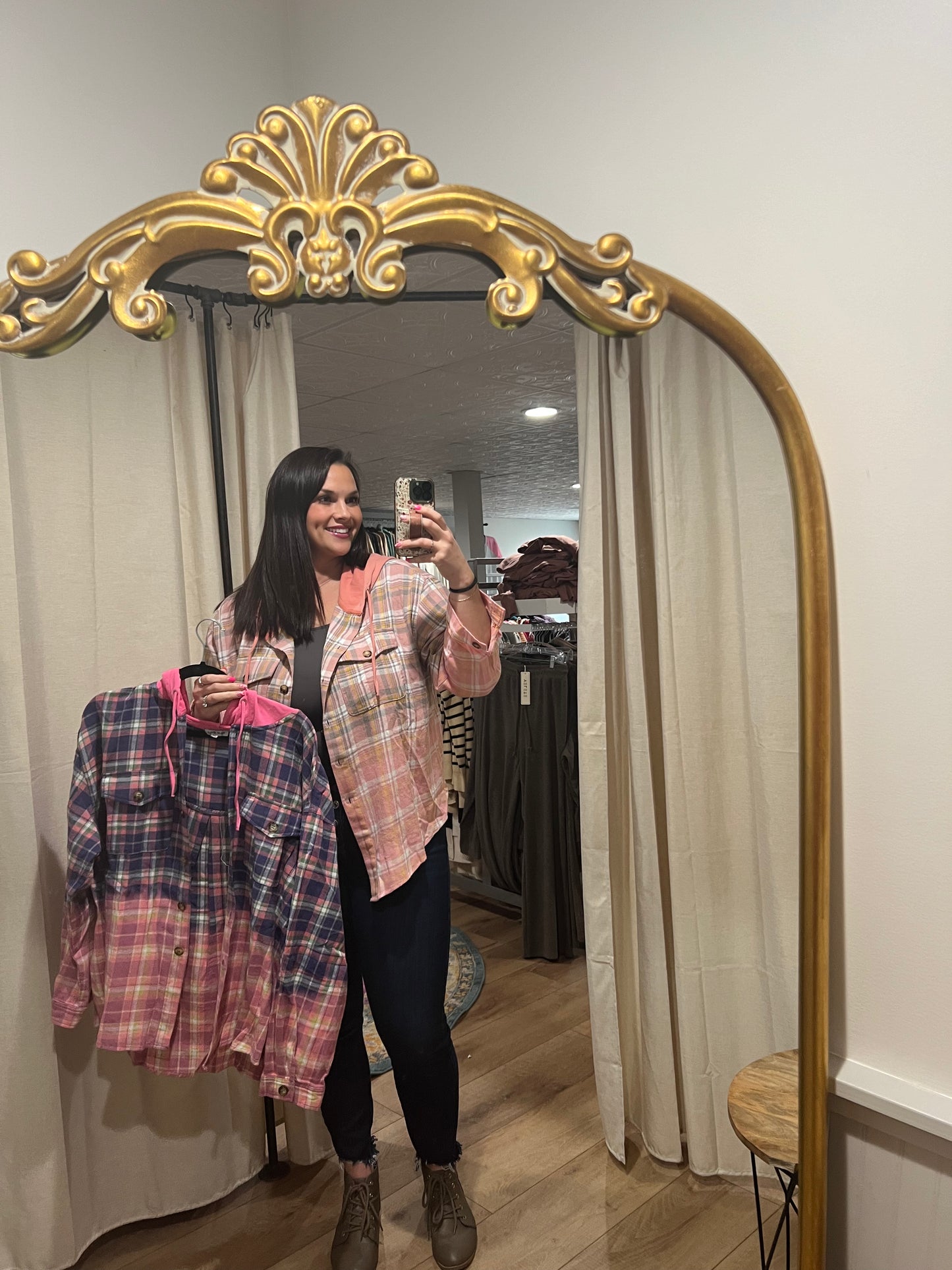 Camisas con botones a cuadros y capucha