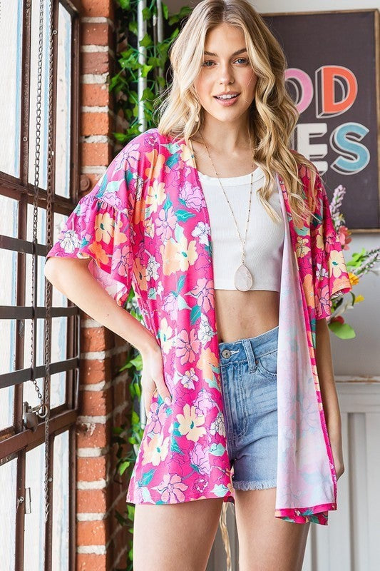 Fuchsia Floral Kimono