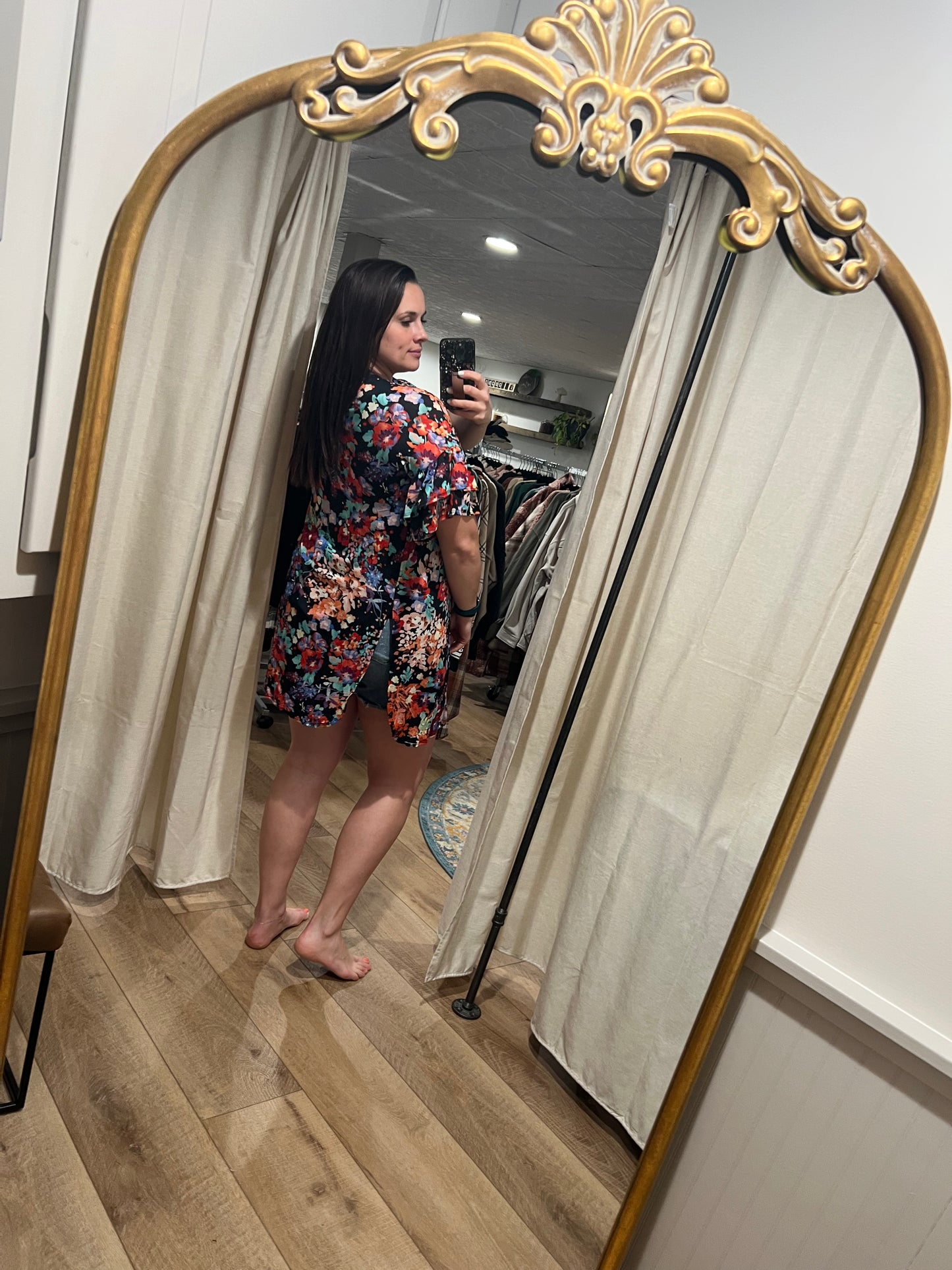 Black Floral Kimono