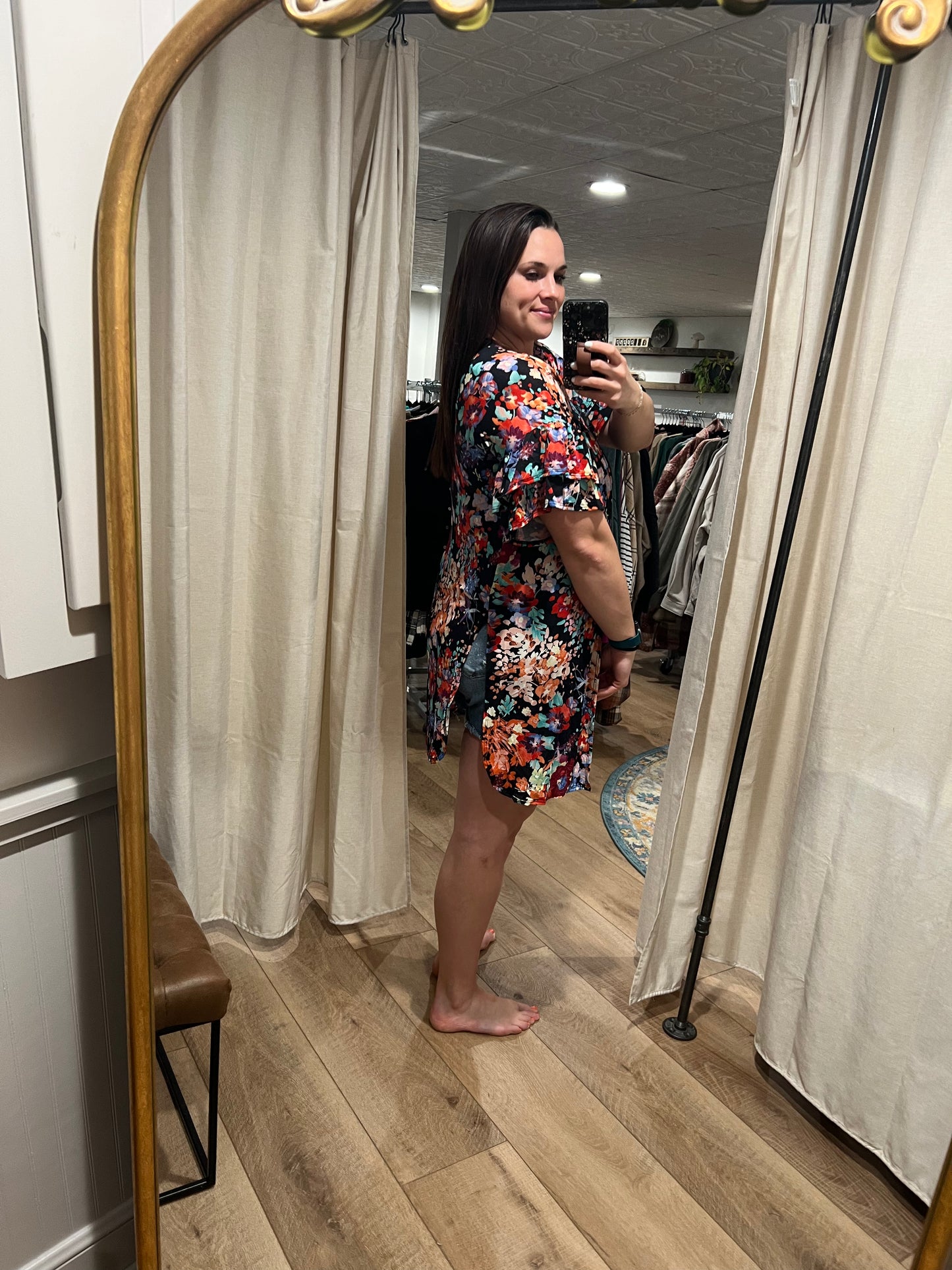 Black Floral Kimono