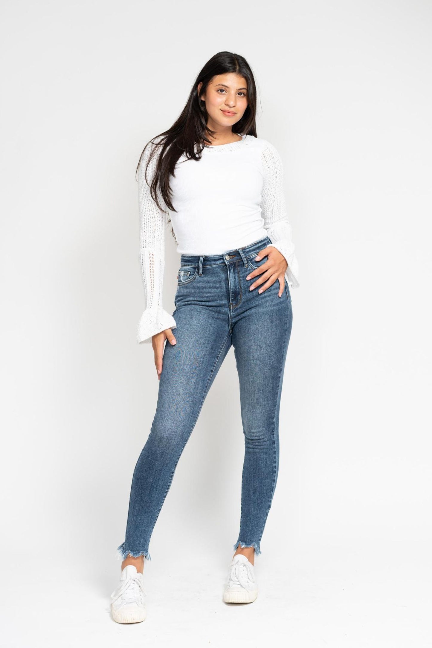 Judy Blue Skinny Jeans with Shark Bite Hem