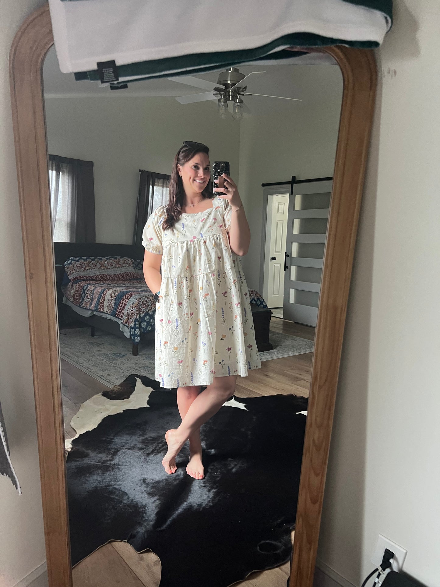 Taupe Floral Dress
