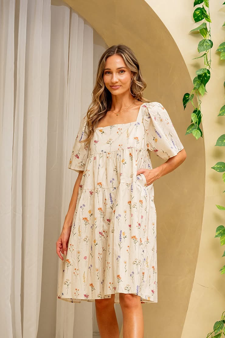Taupe Floral Dress