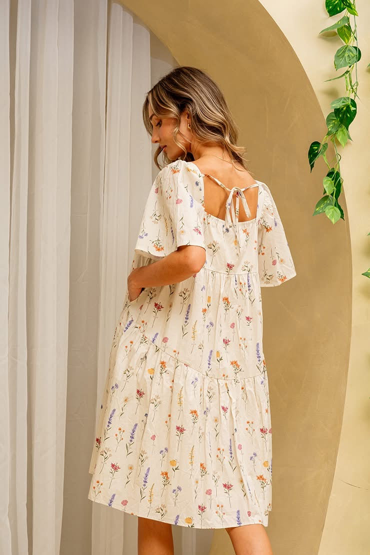 Taupe Floral Dress