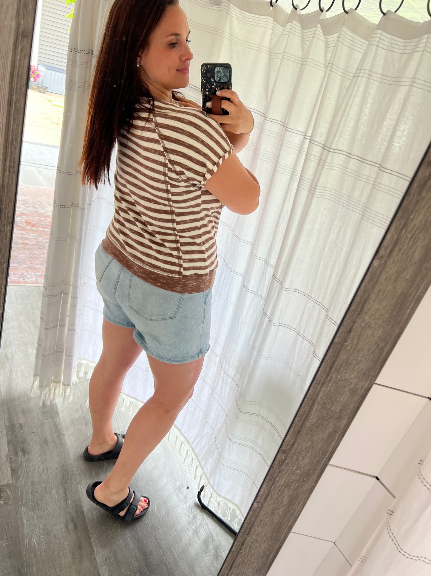 Mocha Striped Waffle Knit