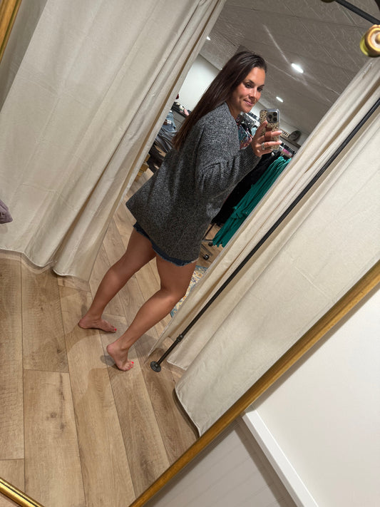 Heathered Charcoal Sweater Cardigan