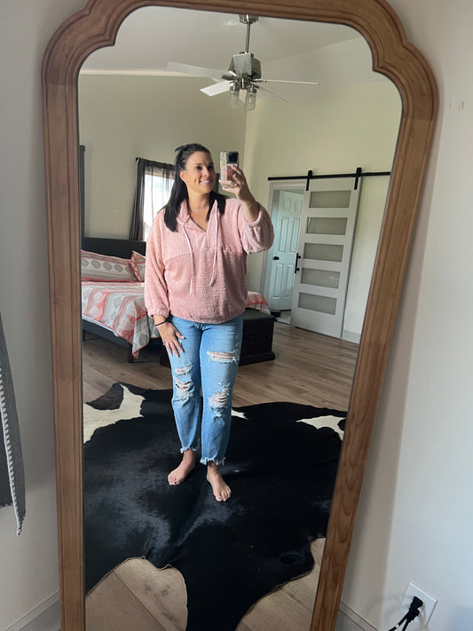 Blush Vneck with Hood