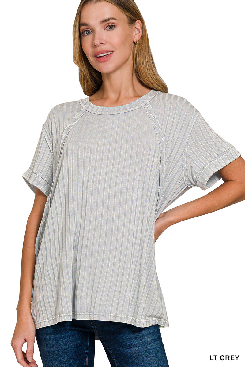 Mineral Washed Ribbed Short Sleeve (2 Colors)