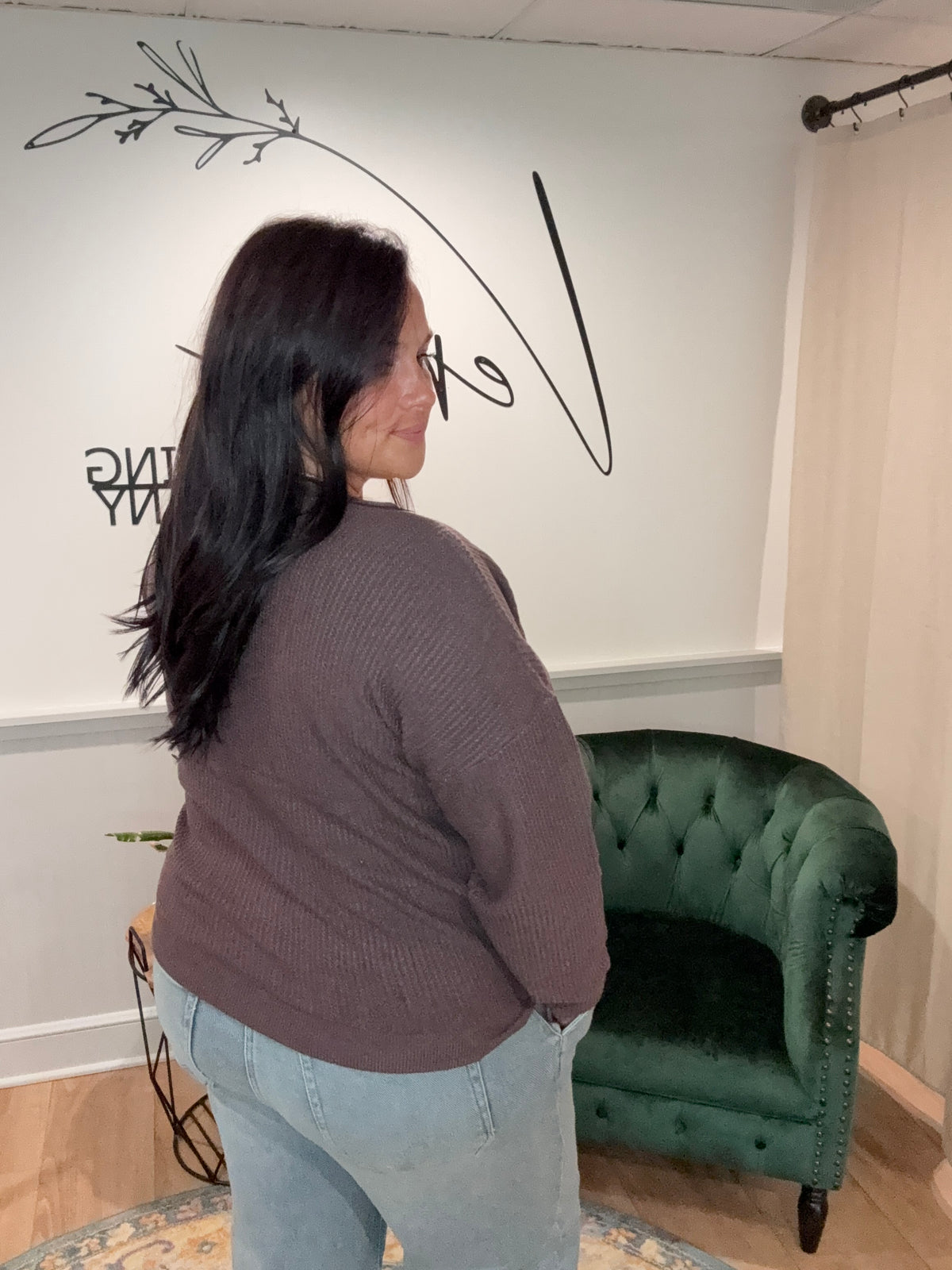 Staccato Olive Mini Waffle Sweater