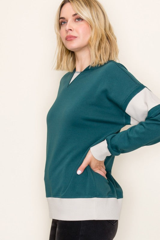 Contrast Ribbed Hoodie (2 Colors)