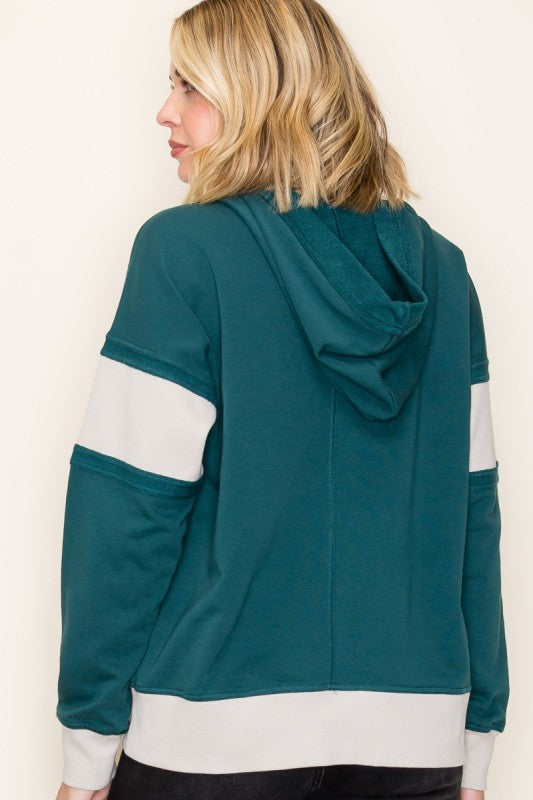 Contrast Ribbed Hoodie (2 Colors)