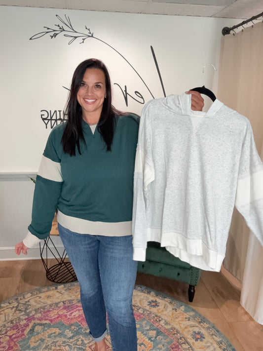 Contrast Ribbed Hoodie (2 Colors)