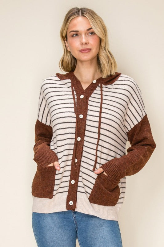 Staccato Oatmeal / Copper Striped Cardigan