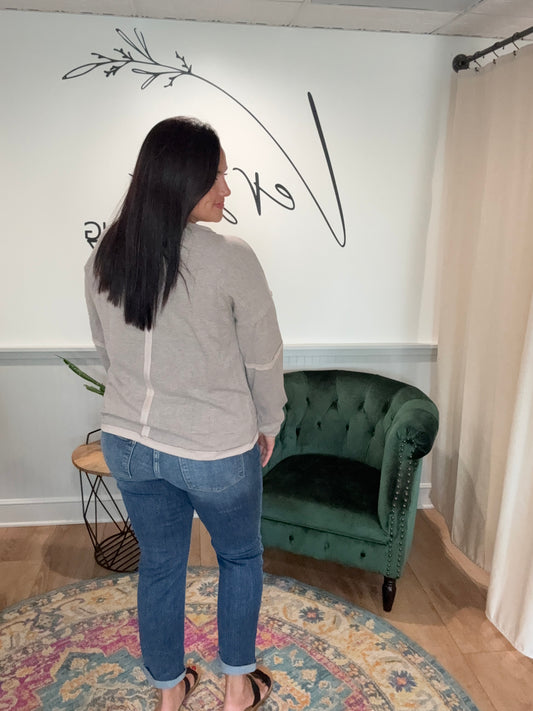 Oatmeal Crewneck with Reverse Seam