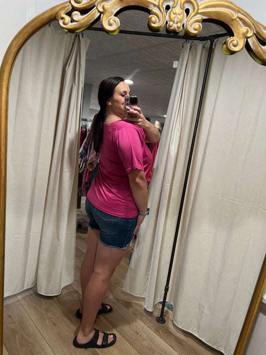 Dark Pink Square Neck Top