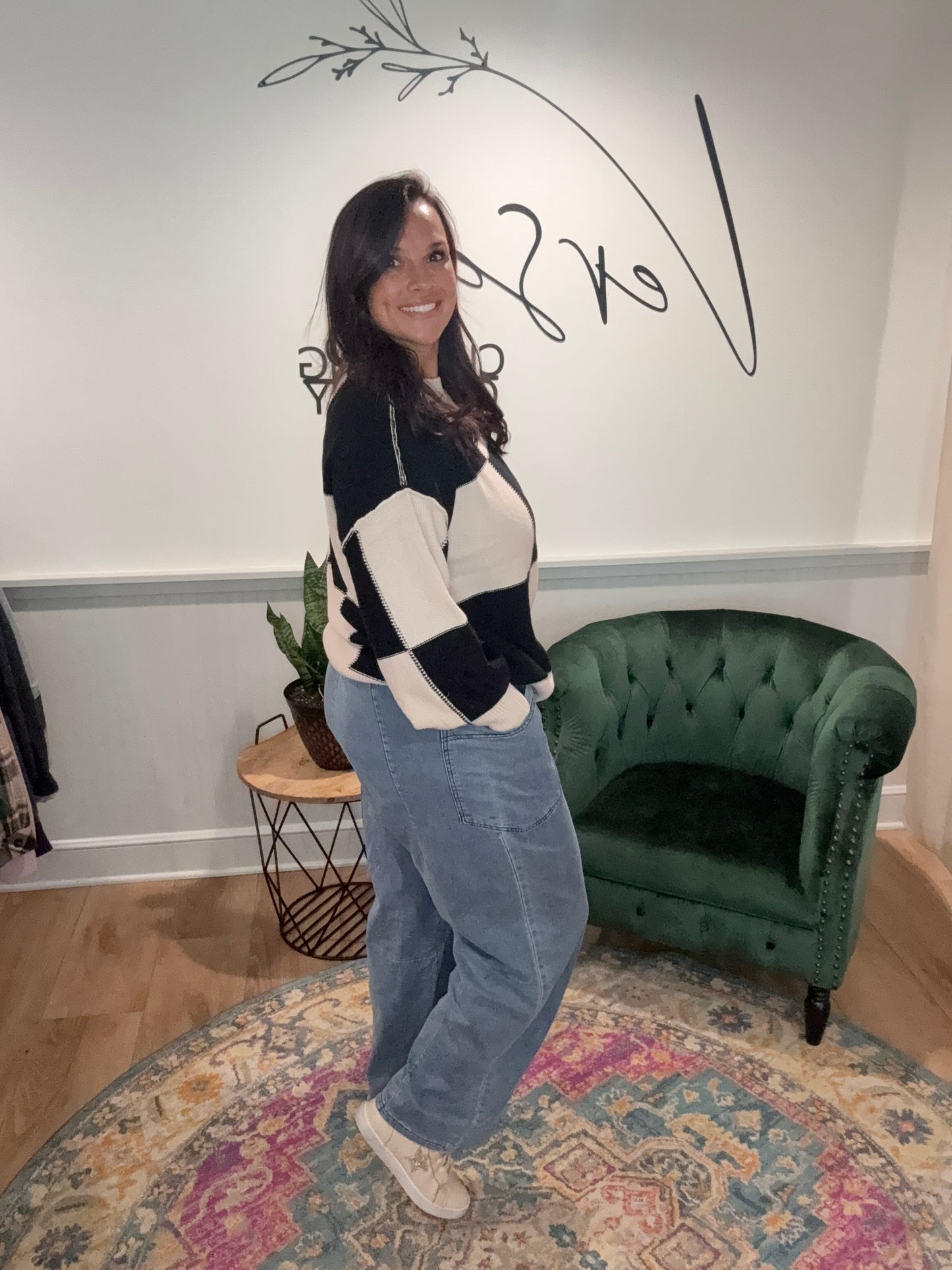 Wide Leg Elastic Waist Denim Pants