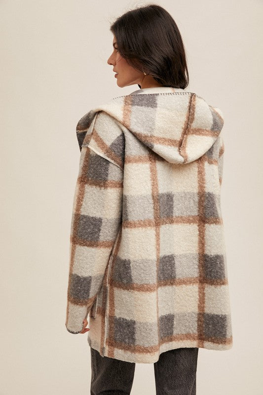 Blanket Stitch Hooded Cardigan / Jacket (2 Colors)