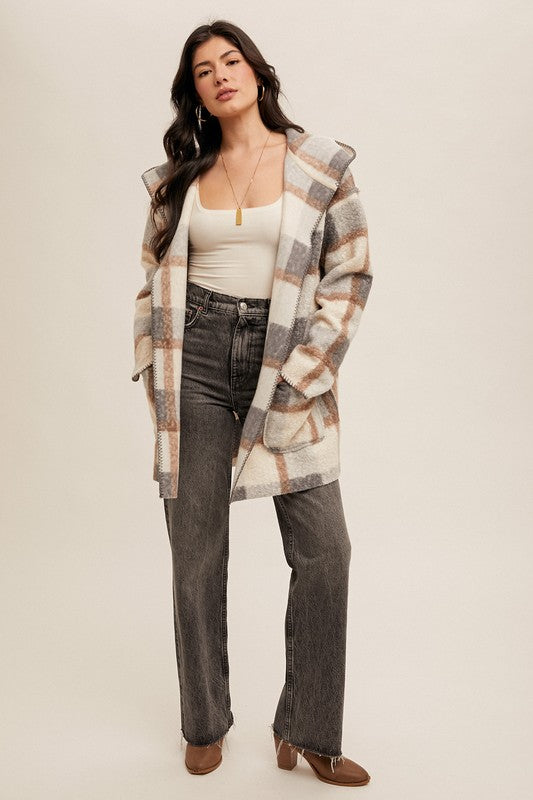 Blanket Stitch Hooded Cardigan / Jacket (2 Colors)