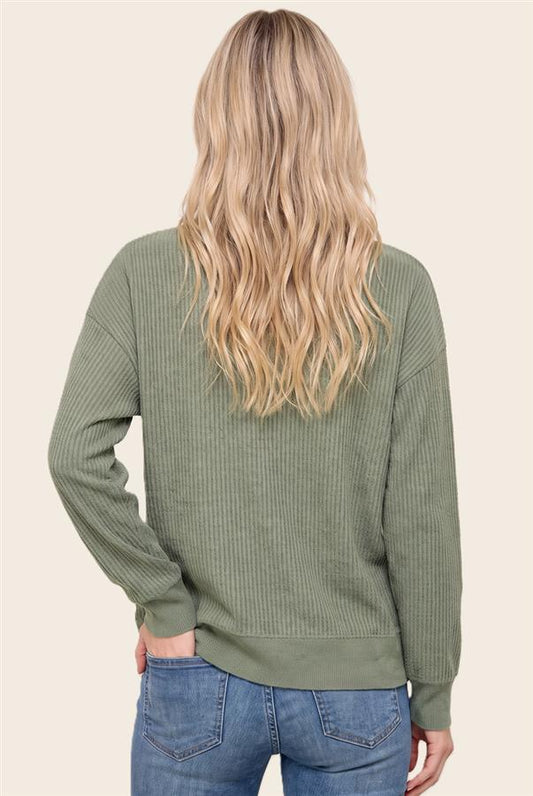 Staccato Olive Mini Waffle Sweater