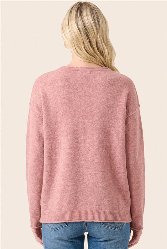 Staccato Blush Raw Hem Sweater
