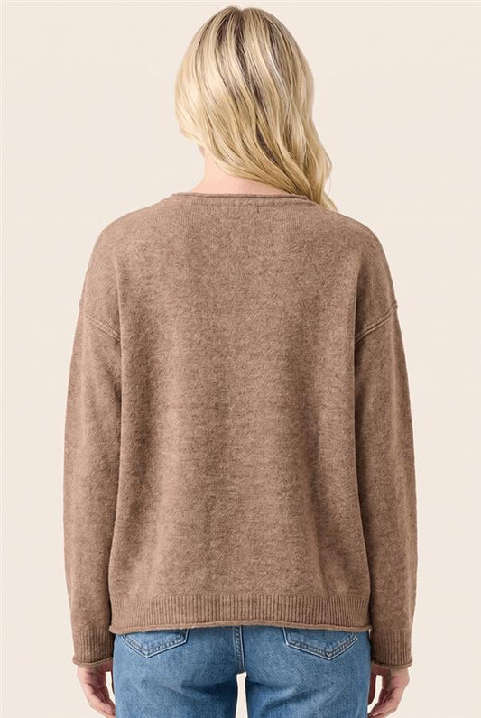 Staccato Mocha Raw Hem Sweater