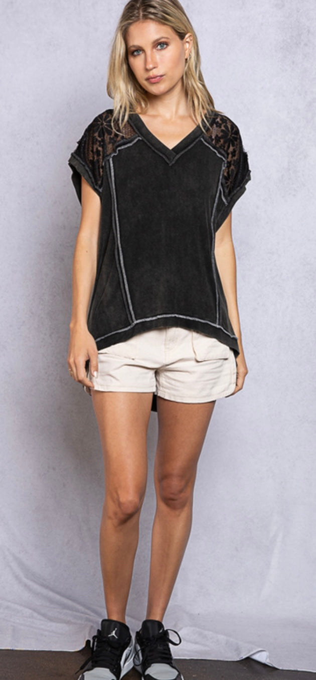 Vneck with Shoulder Lace (3 Colors)
