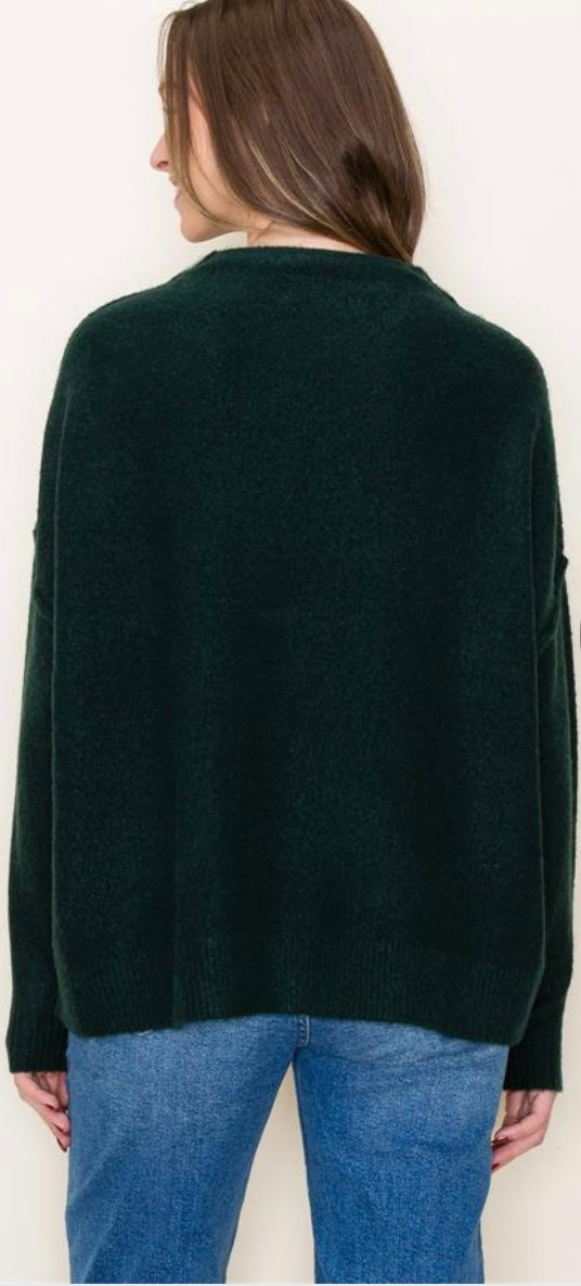 Mock Neck Reverse Seam Sweater (2 Colors)