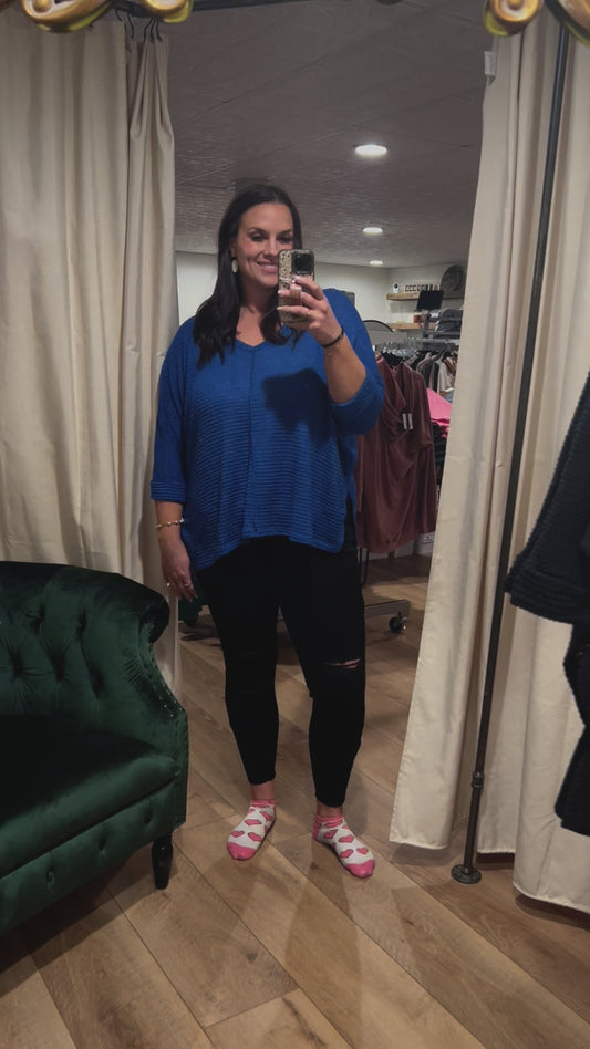 3/4 Sleeve Waffle Knit (3 Colors)