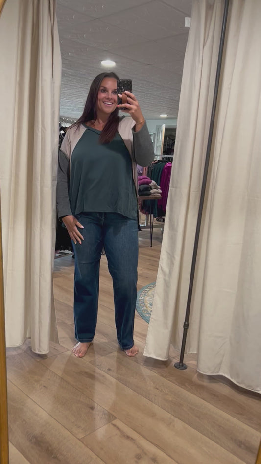 **Judy Blue Tummy Control Dark Wash Straight Leg Jeans