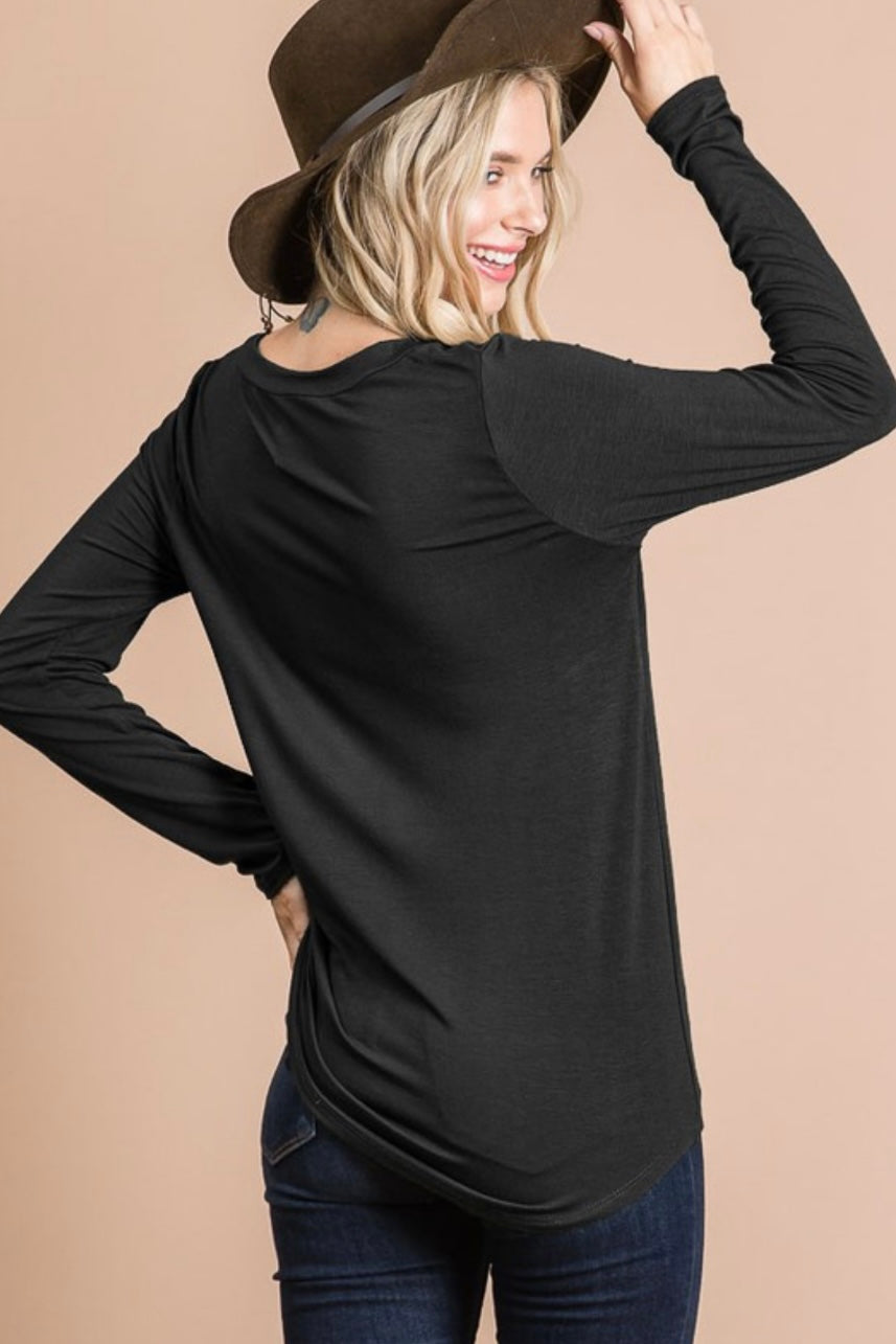 Knotted Long Sleeve V-Neck (3 Colors)