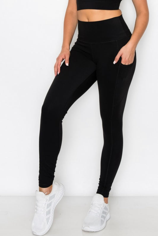 Leggings suaves mantecosos negros con bolsillos