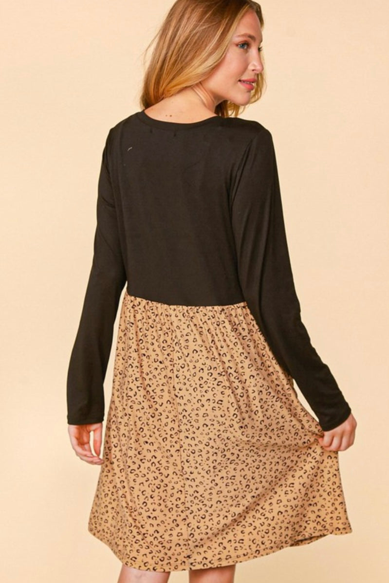 Vestido de manga larga de leopardo