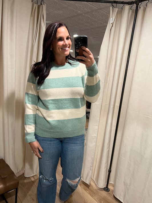 Dark Mint Striped Sweater