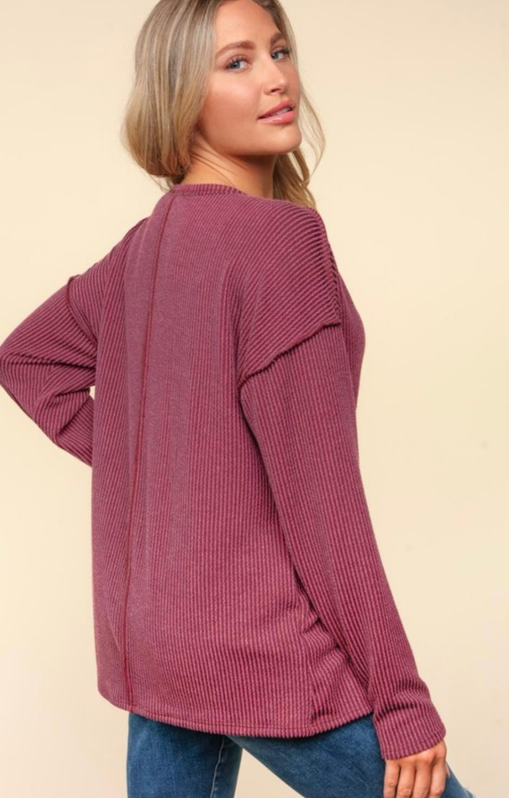 Ribbed Long Sleeve with Slits (2 Colors