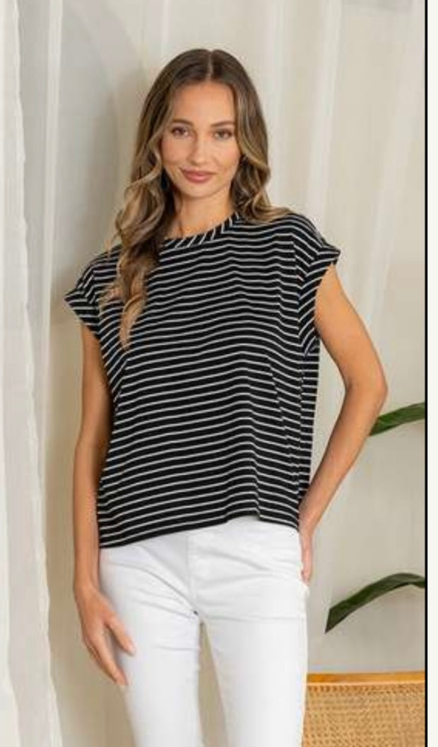 Black Striped Short Sleeve