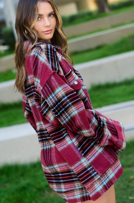 Plaid Button Jacket (2 Colors)