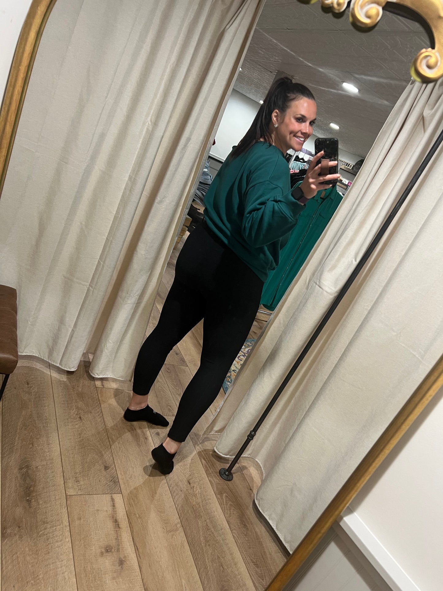 Black Ribbed Leggings with Pockets
