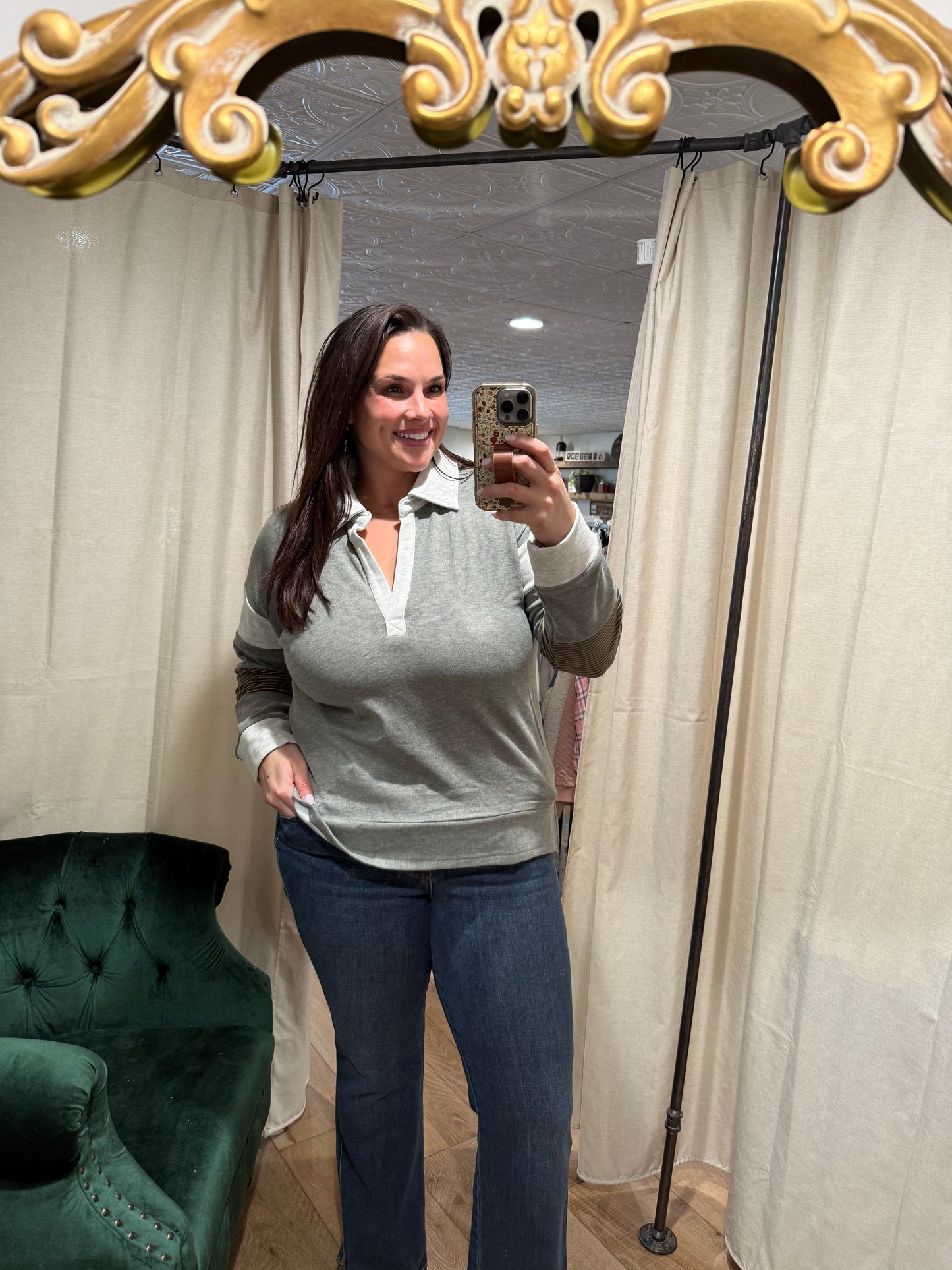 Olive Striped Pullover