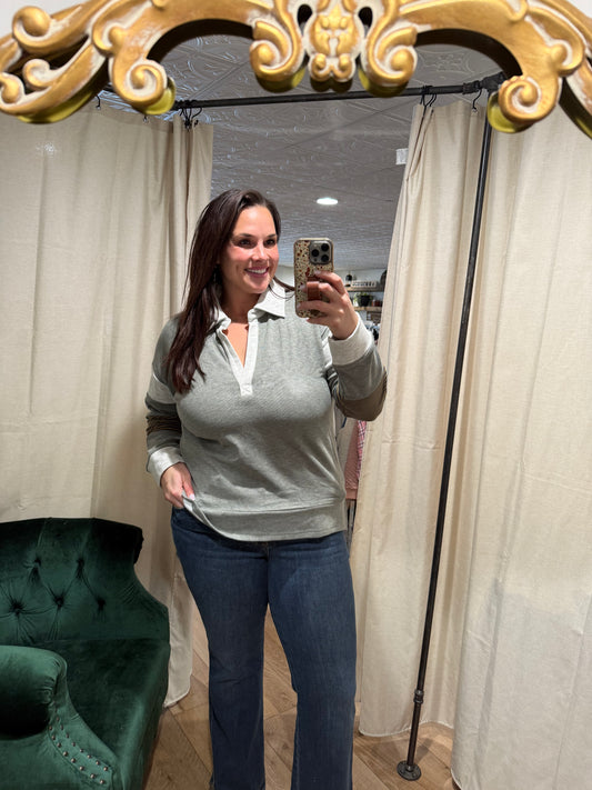 Olive Striped Pullover